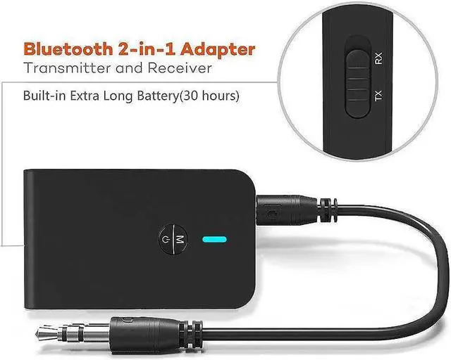 Alt view image 7 of 7 - Bluetooth 5.0 Transmitter and Receiver, Hannord 2-in-1 Wireless Bluetooth Adapter, Low Latency Bluetooth Audio Adapter for TV,Car,Home Stereo System