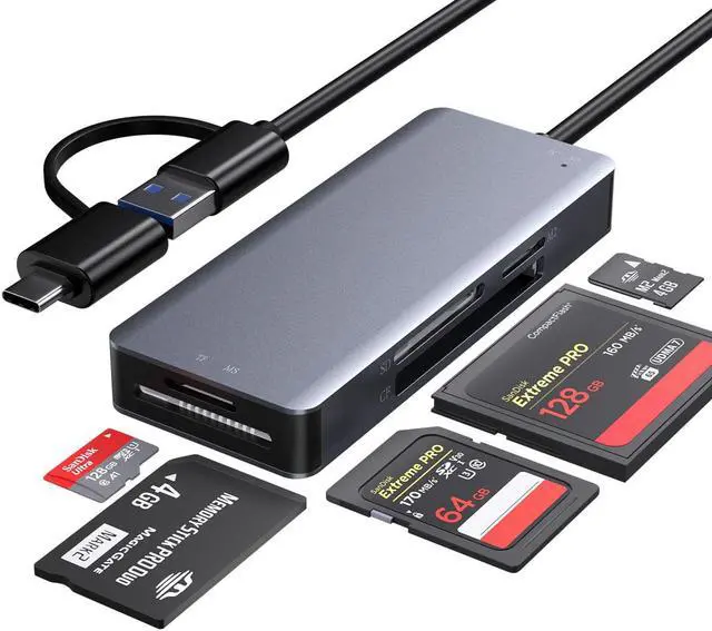 Main image of Hannord USB C USB3.0 SD Card Reader, 5in1 Multi Card Reader for SD/TF/CF/Micro SD/MS/M2, Drive Free for Windows/Mac/Linux/Android (USB3.0 and Type-C)
