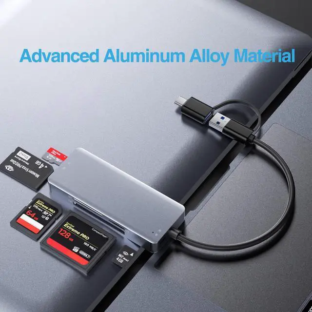 Alt view image 4 of 7 - Hannord USB C USB3.0 SD Card Reader, 5in1 Multi Card Reader for SD/TF/CF/Micro SD/MS/M2, Drive Free for Windows/Mac/Linux/Android (USB3.0 and Type-C)