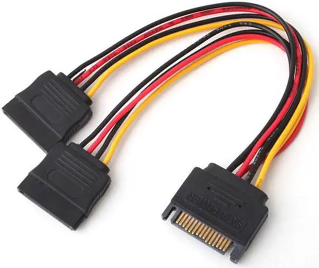 Alt view image 5 of 5 - Hannord SATA Power Y Splitter Cable, 15 Pin SATA Power Splitter Cable Adapter SATA 15 Pin Male to Dual Female Power Y- Cable  2 Pack, 7 Inch