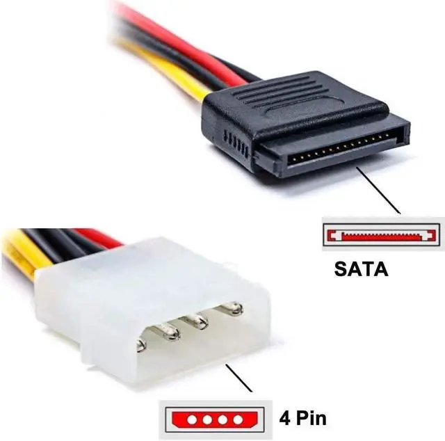 Alt view image 5 of 7 - Hannord SATA Male to 4pin Molex Female Power Adapter Cable Serial ATA Extension Cable for 3.5 inches HDD/SSD/SD ROM (20cm), 3 Packs