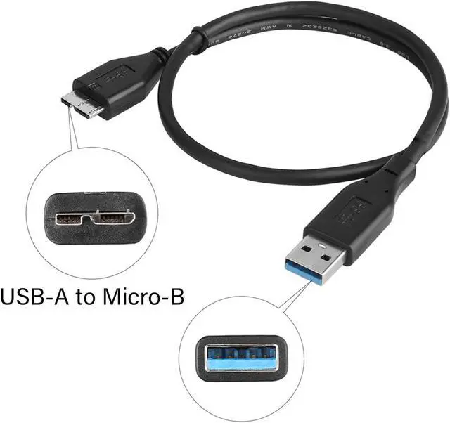 Alt view image 2 of 6 - Hannord Micro USB 3.0 Cable, External Hard Drive Cable USB 3.0 A to Micro B Cable Compatible with Samsung Galaxy S5, Note 3, WD Western Digital, Toshiba, Seagate Hard Drives and More (3.3 Feet)