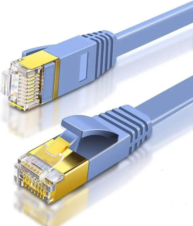 Main image of Cat 6 Ethernet Cable - Flat Internet Network Lan patch cords – Solid Cat6 High Speed Computer wire With clips & Snagless Rj45 Connectors for Router, modem – faster than Cat5e/Cat5 - 16.4 feet / 5M