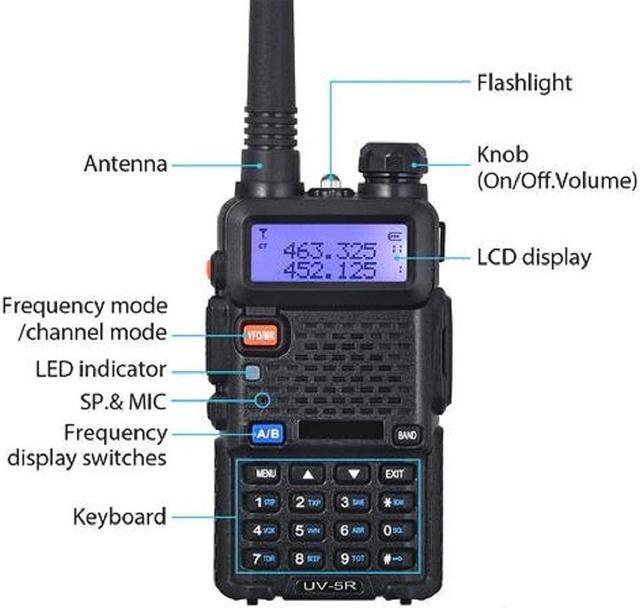 Alt view image 2 of 7 - Baofeng UV-5R Two Way Radio Dual Band 144-148/420-450Mhz Walkie Talkie 1800mAh Li-ion Battery (Black)