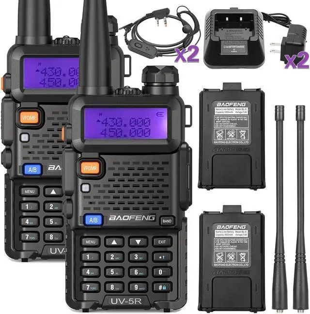 Main image of Baofeng UV-5R Ham Radio Long Range UV5R Dual Band Handheld Two Way Radio Walkie Talkies with 1800mAh Li-ion Battery and Earpiece for Hunting Survival Gear, 2 Pack