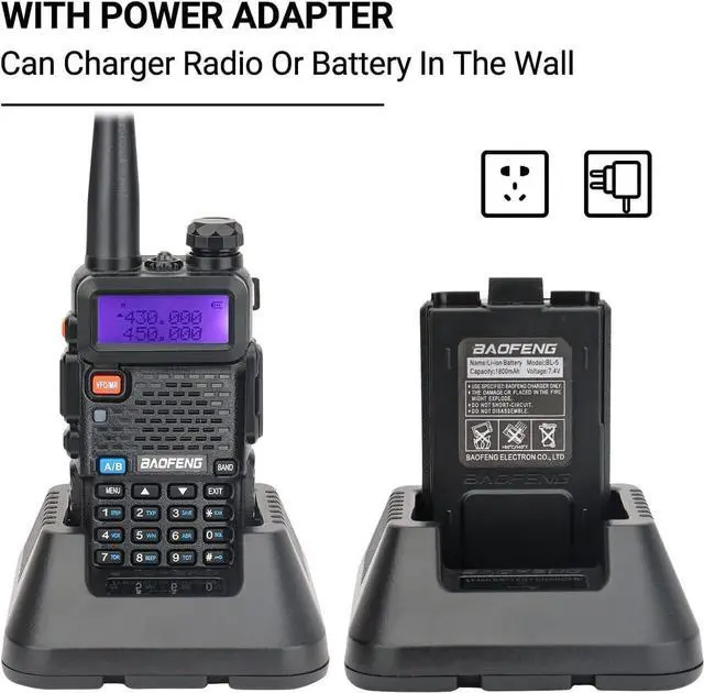 Alt view image 6 of 7 - Baofeng UV-5R Ham Radio Long Range UV5R Dual Band Handheld Two Way Radio Walkie Talkies with 1800mAh Li-ion Battery and Earpiece for Hunting Survival Gear, 2 Pack