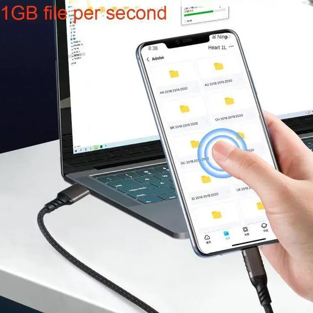 Alt view image 3 of 7 - Hannord USB3.2 10Gbps Cable USB Type A to USB C 3.1/3.2 Gen2 Cable Data Transfer USB C SSD Hard Disk Cable 3A 60W QC 3.0 Fast Charging, 10 ft.