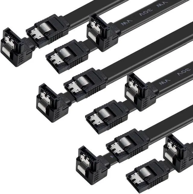 Alt view image 7 of 7 - Hannord SATA Cable III, 3 Pack SATA Cable III 6Gbps 90 Degree Right Angle with Locking Latch 18 Inch for SATA HDD, SSD, CD Driver, CD Writer - Black