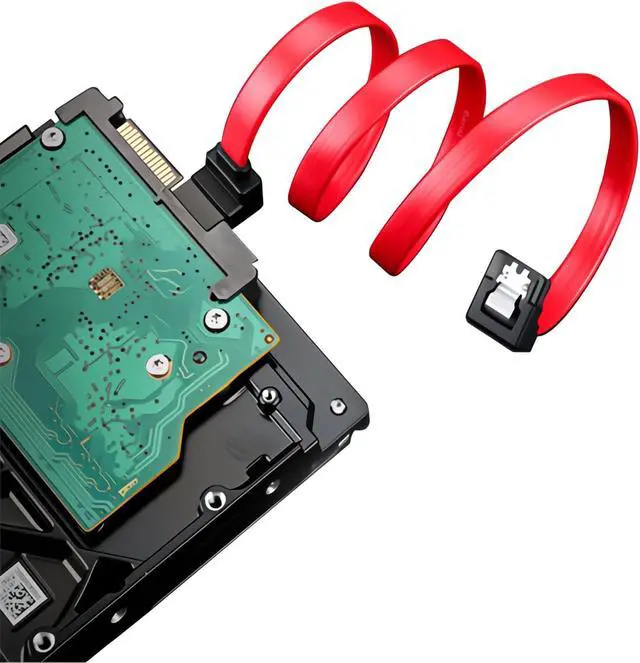 Alt view image 6 of 6 - Hannord SATA Cable III, 3 Pack SATA Cable III 6Gbps 90 Degree Right Angle with Locking Latch 18 Inch for SATA HDD, SSD, CD Driver, CD Writer - Red