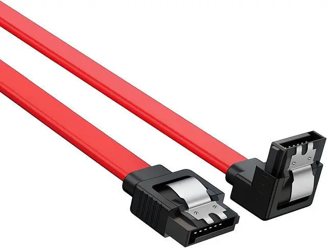 Alt view image 2 of 6 - Hannord SATA Cable III, 3 Pack SATA Cable III 6Gbps 90 Degree Right Angle with Locking Latch 18 Inch for SATA HDD, SSD, CD Driver, CD Writer - Red