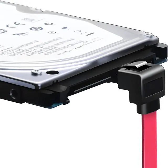 Alt view image 4 of 6 - Hannord SATA Cable III, 3 Pack SATA Cable III 6Gbps 90 Degree Right Angle with Locking Latch 18 Inch for SATA HDD, SSD, CD Driver, CD Writer - Red