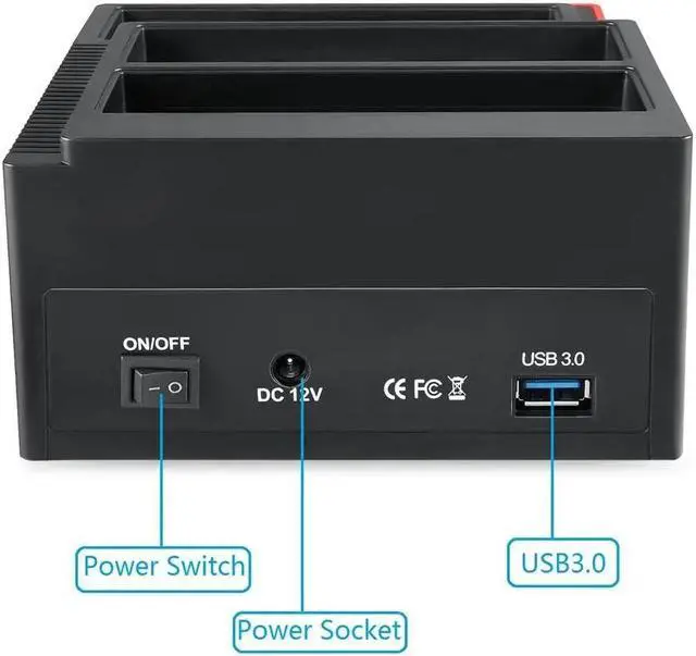 Alt view image 3 of 6 - Hannord USB3.0 To SATA IDE HDD 3 Bay External Hard Disk Docking Station for 2.5 & 3.5 inch SATA I/II/III HDD SSD Offline Clone HUB Card Reader 12V/3A Power Supply Max Up to 12TB