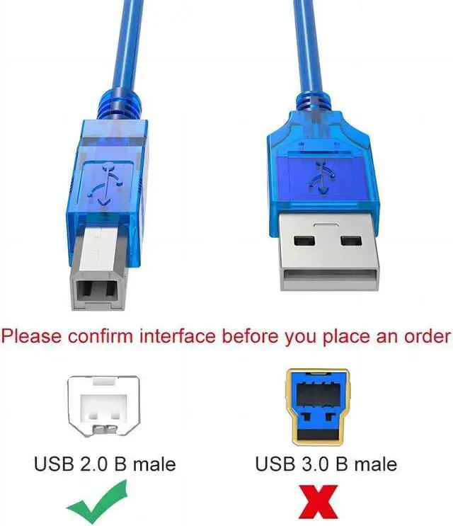 Alt view image 3 of 6 - Hannord USB 2.0 Printer Cable,High Speed USB 2.0 A Male to B Male USB Printer/Photocopier/Scanner Cord for HP,Samsung,16.4 ft.