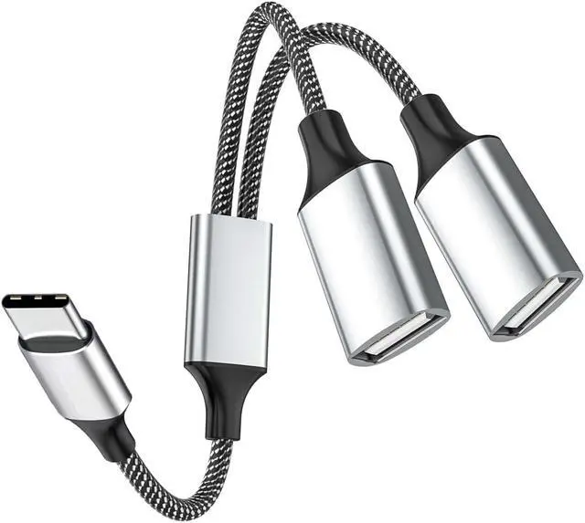 Main image of Hannord USB C Male to Dual USB Female Adapter, USB C to USB Splitter, Type C to Two USB A 2.0 OTG Adapter, Multiple Hub for Laptop/Tablet/Telephone/Flash Disk Drive/Gaming Consoles,2 Ports 0.8ft