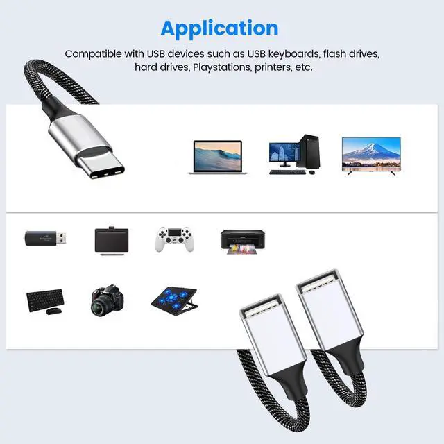 Alt view image 2 of 7 - Hannord USB C Male to Dual USB Female Adapter, USB C to USB Splitter, Type C to Two USB A 2.0 OTG Adapter, Multiple Hub for Laptop/Tablet/Telephone/Flash Disk Drive/Gaming Consoles,2 Ports 0.8ft