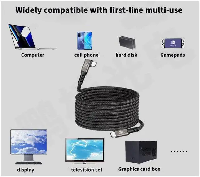 Alt view image 6 of 7 - Hannord USB4.0 Fast Charging Data Cable, Thunderbolt 4 Cable, USB-C to USB-C Cable, 240w Charging Cord, Supports 8K@60Hz Display & 40Gbps Data Transfer Braided Cable For Laptop MacBooks Pro 5 ft.