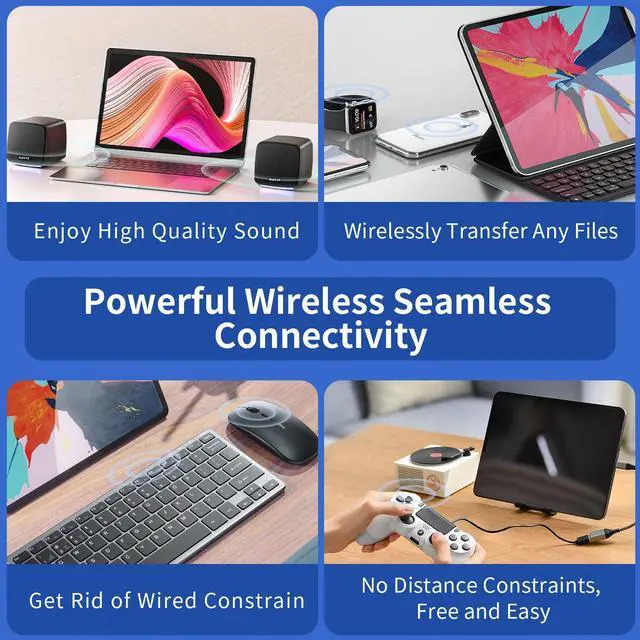 Alt view image 5 of 7 - Hannord Long Range Bluetooth 5.3 USB Adapter for PC, 492FT, Plug and Play Wireless Transmitter Dongle for Windows 11/10/8.1/7, Pair with Bluetooth Headset Headphone Speaker Mouse Keyboard, NOT for MAC