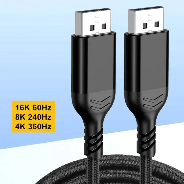 Alt view image 3 of 7 - Hannord 16K Displayport Cable 2.1, DP 2.1 80Gbps Cable 10FT Support 16K@30Hz 8K@120Hz HBR3 4K@240Hz 165Hz 144Hz 60Hz, HDCP DSC, HDR10 FreeSync G-Sync for Gaming Monitor Graphics Card 10 ft.