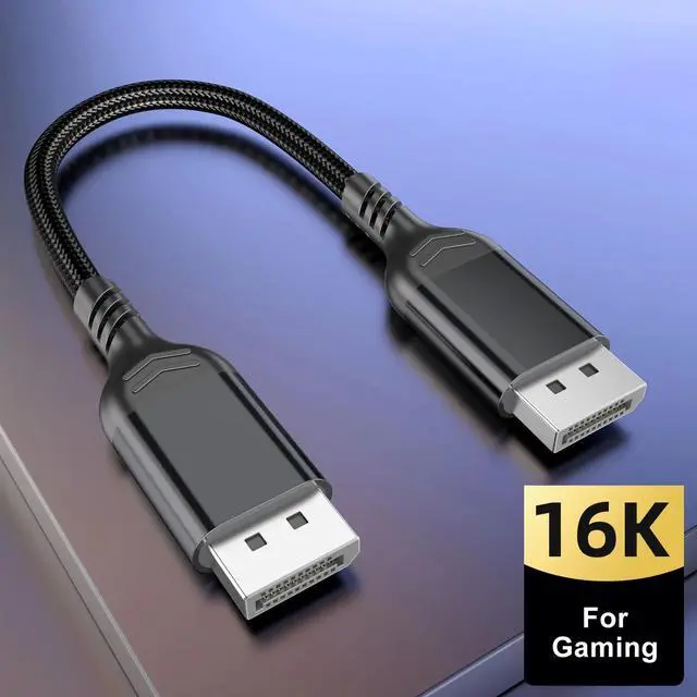 Alt view image 6 of 7 - Hannord 16K Displayport Cable 2.1, DP 2.1 80Gbps Cable 10FT Support 16K@30Hz 8K@120Hz HBR3 4K@240Hz 165Hz 144Hz 60Hz, HDCP DSC, HDR10 FreeSync G-Sync for Gaming Monitor Graphics Card 10 ft.