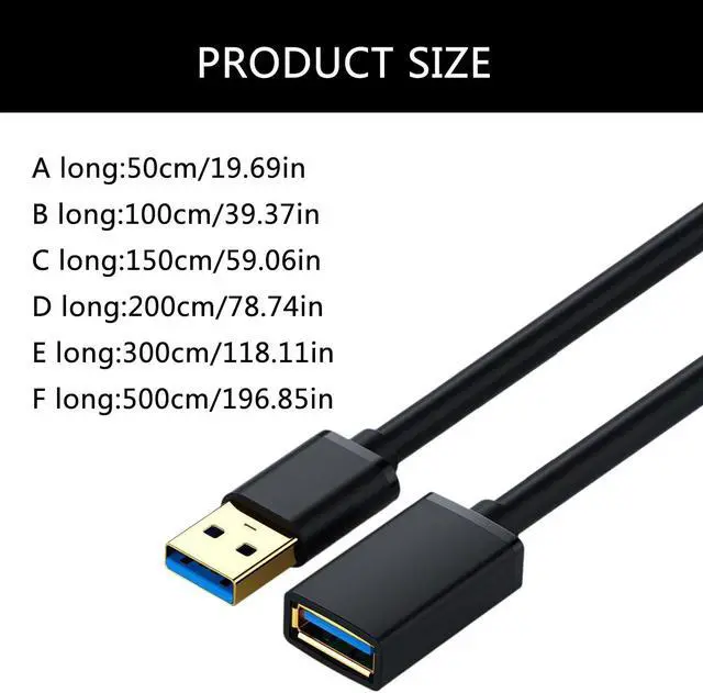 Alt view image 5 of 7 - Hannord USB Extension Cable,USB 3.0 5Gbps Type A Male to A Female Extension Cord for Data Transfer USB Flash Drive, Keyboard, Mouse, PlayStation, Xbox, VR, Card Reader, Printer