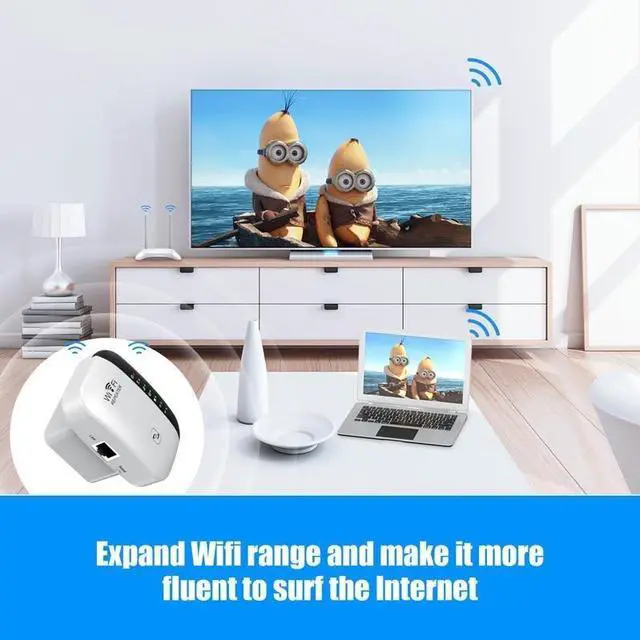 Alt view image 5 of 7 - Hannord 300Mbps Wireless WIFI Repeater WiFi Extender WiFi Booster,Covers Up to 3000 Sq.ft Wi-Fi Signal Amplifier 802.11N Network Card Adapter for Home