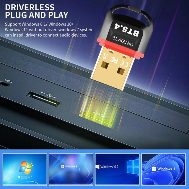 Alt view image 6 of 7 - Hannord USB Bluetooth 5.4 Adapter Plug & Play Bluetooth Dongle Receiver Long Range Support Windows 11/10/8.1 for Desktop Laptop PS/Xbox Keyboard Mouse Headset(Red)
