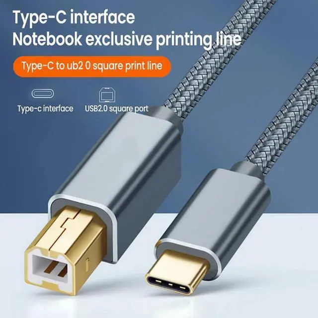 Alt view image 3 of 7 - Hannord USB C to USB B Printe Scanner Cable Compatible with MIDI Controller DJ Controller MacBook Pro, HP Canon Printers, iPad Pro and More 10 ft.