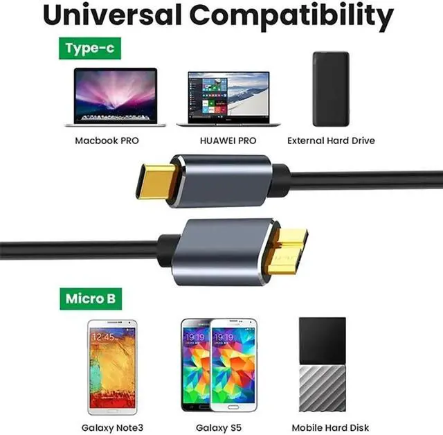 Alt view image 2 of 6 - Hannord USB 3.0 A Male to Micro USB 3.0 Sync Cord,Data Wire Compatible for Toshiba,Samsung,My Passport and More External Hard Drive