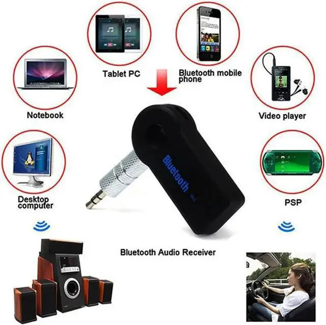 Alt view image 3 of 6 - Hannord 2 in 1 Wireless Bluetooth Receiver Transmitter Adapter 3.5mm Jack for Audio Stereo System Headphone Speaker Headphone Reciever Handsfree (Black)