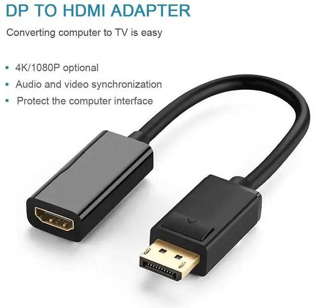 Alt view image 3 of 7 - Hannord 4K DisplayPort to HDMI Adapter, Uni-Directional DP 1.2 Computer to HDMI Screen Gold-Plated DP Display Port to HDMI Adapter (Male to Female) Compatible with Dell HP-1Pack 2 packs