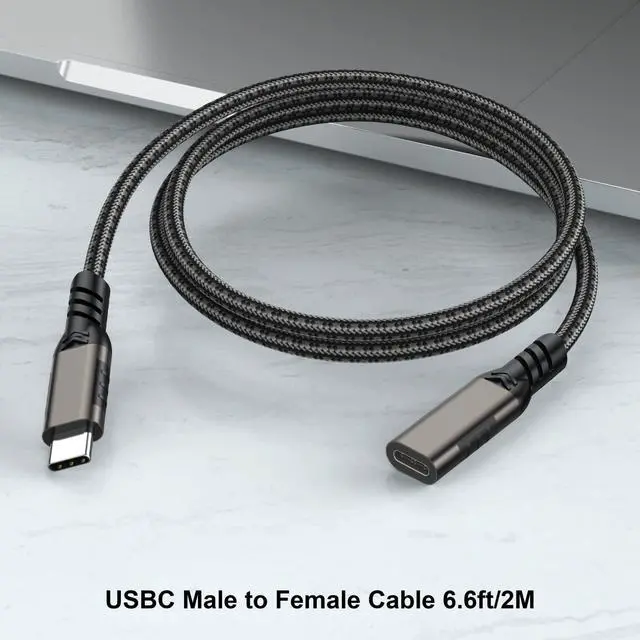 Alt view image 7 of 7 - Hannord USB C Extension Cable , Type-C Extender Male to Female Cord Braided 100W/5A Fast Charging 4K@60Hz Video, [USBC 3.2 Gen2/10Gbps] for Carplay,Laptop,iPad,Tablet,Mobile Phone,3.3ft