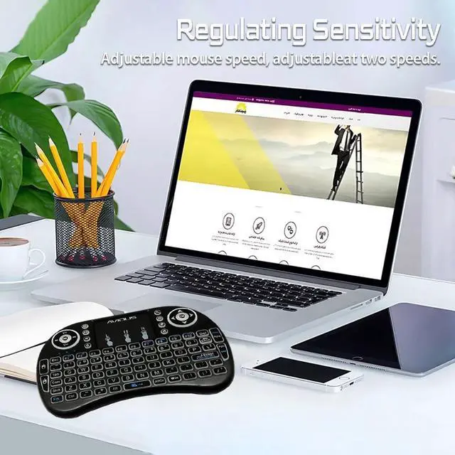 Alt view image 4 of 7 - Hannord Wireless Mini Keyboard Remote Control Touchpad Mouse Combo Controller with RGB Backlit for Android TV Box Smart TV with OS+USB PC Laptop Window OS HTPC Home 2.4GHz Dongle Black
