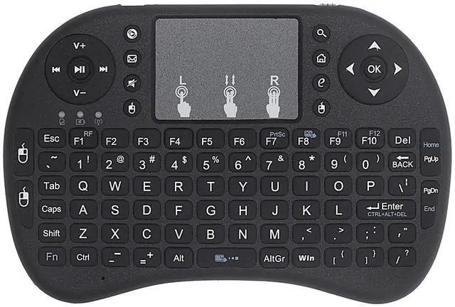 Main image of Hannord Wireless Mini Keyboard Remote Control Touchpad Mouse Combo Controller with RGB Backlit for Android TV Box Smart TV with OS+USB PC Laptop Window OS HTPC Home 2.4GHz Dongle Black
