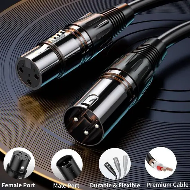 Alt view image 3 of 7 - Hannord XLR to XLR Cables, Microphone Cable Mic Cord XLR Male to Female Adapter Microphone Cord 3-Pin Stage & Studio, Oxygen-Free Copper 10 ft.