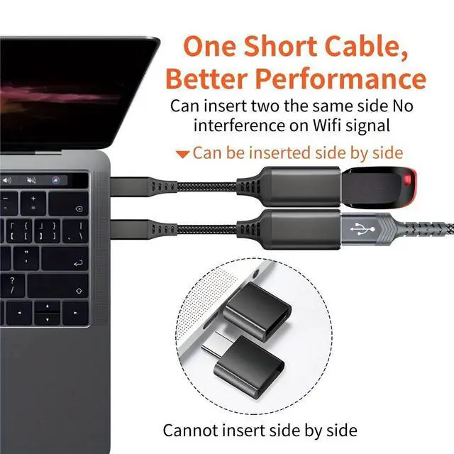 Alt view image 4 of 7 - Hannord USB C to USB Adapter, (2 Pack Gray) USB C Male to USB 3.0 Female Adapter, Thunderbolt 3 to USB Female Adapter OTG Compatible with MacBook iPad Pro Galaxy and More Type C Devices Gray
