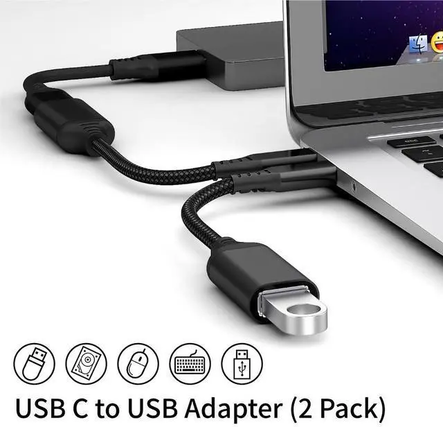 Alt view image 7 of 7 - Hannord USB C to USB Adapter, (2 Pack Gray) USB C Male to USB 3.0 Female Adapter, Thunderbolt 3 to USB Female Adapter OTG Compatible with MacBook iPad Pro Galaxy and More Type C Devices Gray