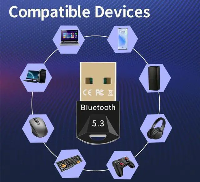 Alt view image 4 of 7 - Hannord Bluetooth 5.3 Adapter, Supports Windows 11/10/8.1/7,5.3+EDR USB Bluetooth Wireless Transmitter Receiver for Desktop, Laptop, Mouse, Keyboard, Printers, Headsets (Black)