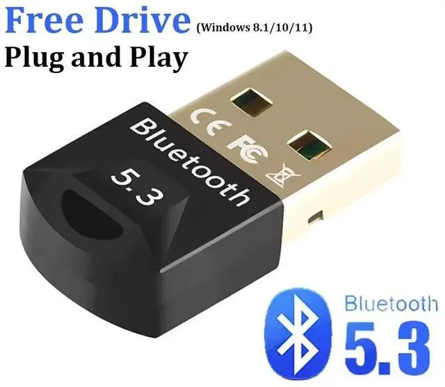 Alt view image 2 of 7 - Hannord Bluetooth 5.3 Adapter, Supports Windows 11/10/8.1/7,5.3+EDR USB Bluetooth Wireless Transmitter Receiver for Desktop, Laptop, Mouse, Keyboard, Printers, Headsets (Black)