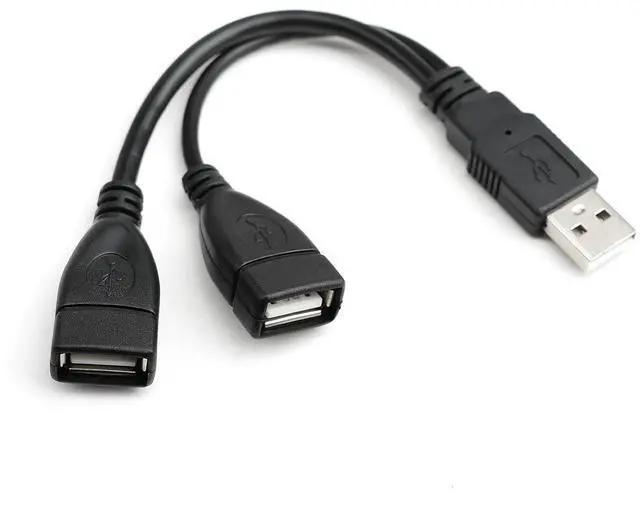 Main image of Hannord USB 2.0 A Male to 2 Dual USB Female Jack Y Splitter Hub Power Cord Extension Adapter Cable for PC Laptop TV 2.5" Mobile Hard Disk 0.5ft-1pack