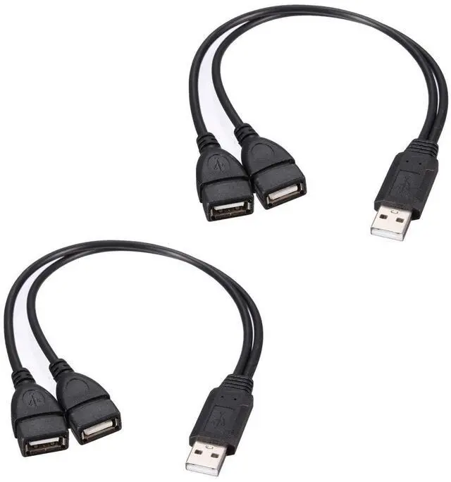 Main image of Hannord USB 2.0 A Male to 2 Dual USB Female Jack Y Splitter Hub Power Cord Extension Adapter Cable for PC Laptop TV 2.5" Mobile Hard Disk 0.5ft-2 pieces