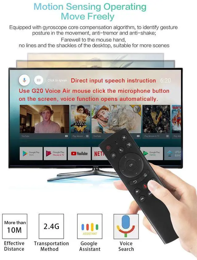 Alt view image 3 of 6 - Hannord G20 Voice Remote Wireless Replacement Remote for Nvidia Shield(Versions Before 2019)/PC/Android TV Box/Smart TV with USB Receiver