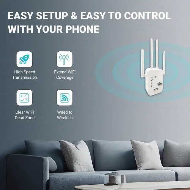 Alt view image 5 of 6 - Hannord WiFi Extenders Signal Booster 300mbps WiFi Booster with 1 Ethernet Ports, 2.4GHz Single Band Internet Extender, WiFi Repeater Signal Booster Plug & Play, Router & Access Point Mode