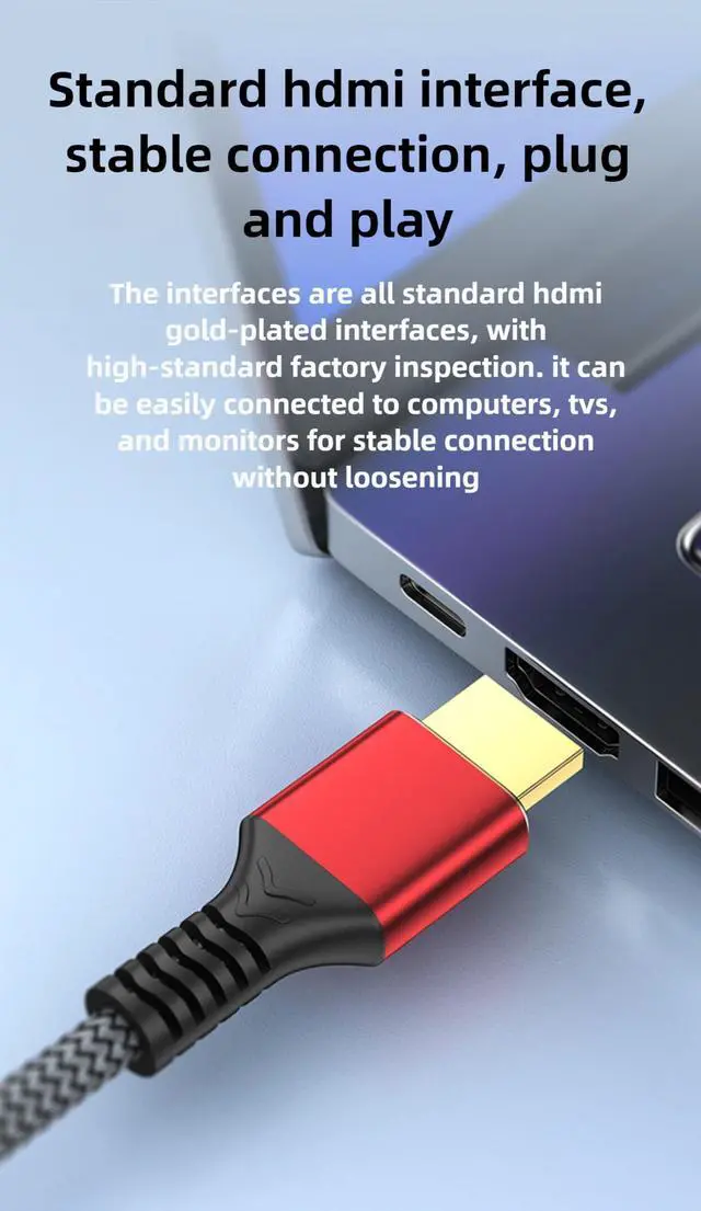 Alt view image 7 of 7 - Hannord HDMI Cable 8K@60Hz, 48Gbps High Speed HDMI 2.1 Cord, Ultra HD,Ethernet Audio Return,Video 8K,4K,1080p,3D,Arc, HDR Compatible with Xbox,PS5/PS4,HDTV,Laptop ect(Red) 1.64 ft.