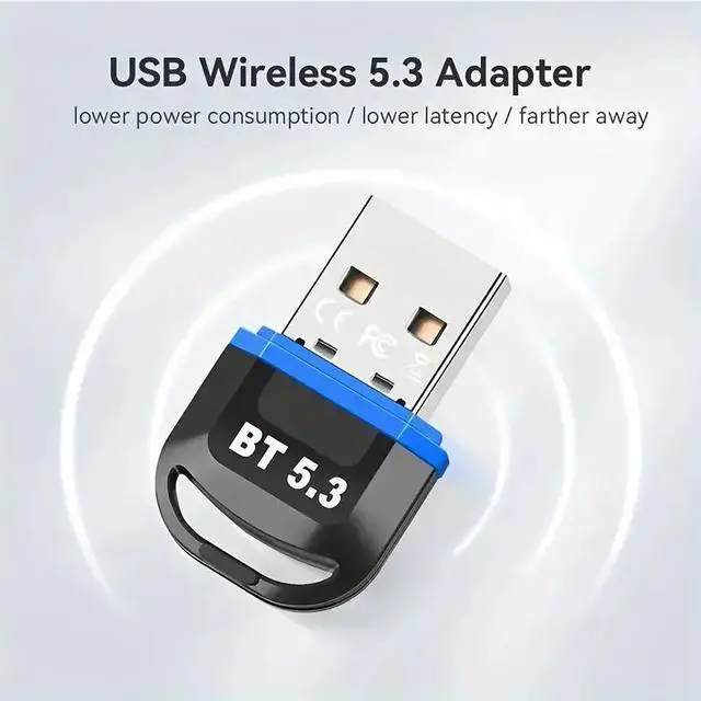 Alt view image 6 of 6 - Hannord USB Bluetooth 5.3 Adapter for PC, Plug & Play BT5.3 Bluetooth Dongle Receiver Long Range Support Windows 11/10/8.1 for Desktop Laptop Keyboard Mouse Headset (Red)