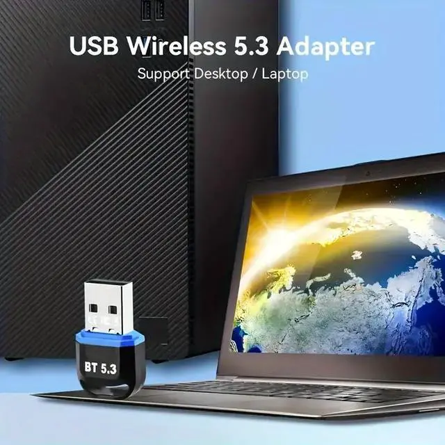 Alt view image 3 of 6 - Hannord USB Bluetooth 5.3 Adapter for PC, Plug & Play BT5.3 Bluetooth Dongle Receiver Long Range Support Windows 11/10/8.1 for Desktop Laptop Keyboard Mouse Headset (Red)