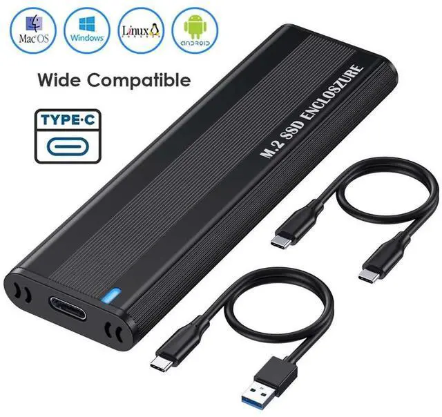 Alt view image 5 of 7 - Hannord M.2 NVME SATA SSD Enclosure Adapter, 10Gbps Aluminum USB 3.1 Gen 2 Type C External Enclosure for M.2 NVMe PCIE & SATA M-Key / B+M Connectors SSDs of Sizes 2230 2242 2260 2280