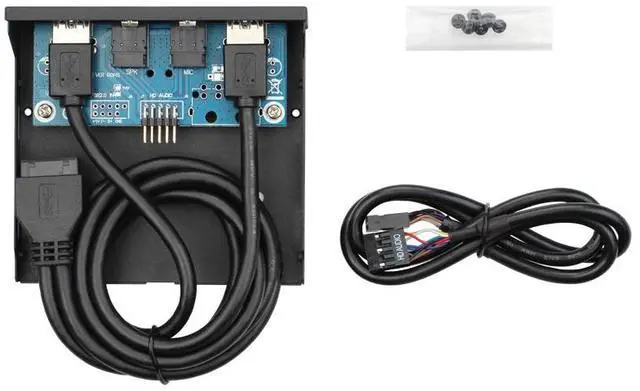 Alt view image 4 of 7 - Hannord Floppy Bay High Speed 5 Gbps 20Pin 2 Port USB 3.0 Hub HD Audio 3.5mm Earphone Jack Mic Interface PC Front Panel Adapter for Computer Case