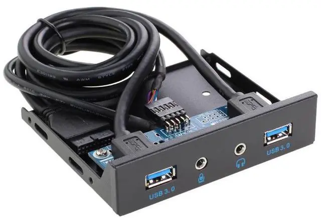 Alt view image 3 of 7 - Hannord Floppy Bay High Speed 5 Gbps 20Pin 2 Port USB 3.0 Hub HD Audio 3.5mm Earphone Jack Mic Interface PC Front Panel Adapter for Computer Case