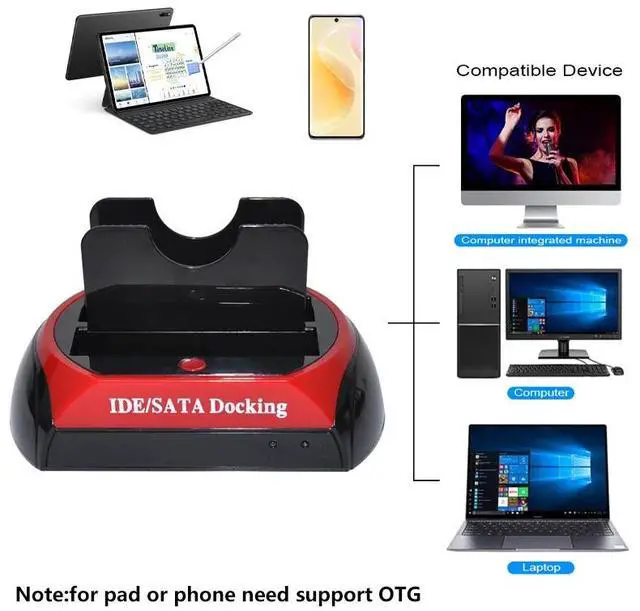 Alt view image 5 of 7 - Hannord All in 1 HDD Docking,2.5''/3.5'' SATA Multi-Function HDD Docking Station SATA Hard Disk Base USB HUB Reader