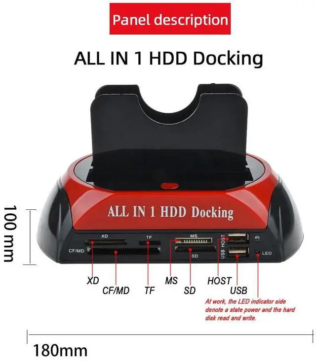 Alt view image 2 of 7 - Hannord All in 1 HDD Docking,2.5''/3.5'' SATA Multi-Function HDD Docking Station SATA Hard Disk Base USB HUB Reader